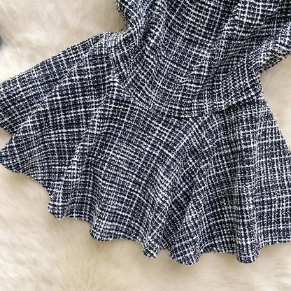 American Summer Women Camisole Halter Buttons Y2K Solid Slim Fit Tops Fashion Chic Tweed Design Hotsweet Tank Top