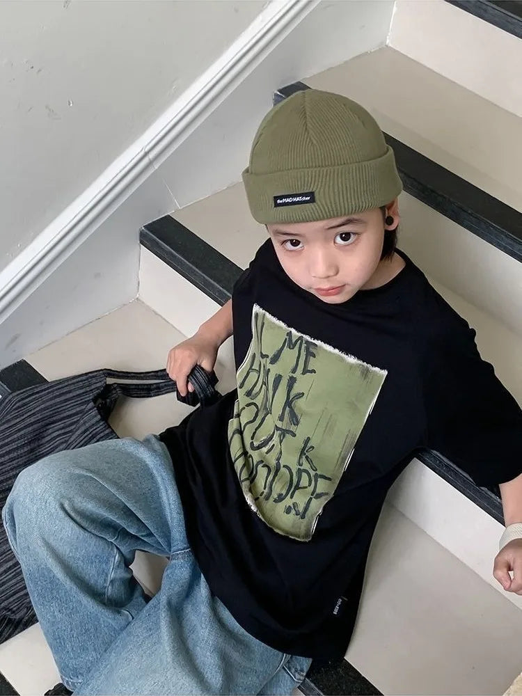 2026 Summer New Boys' Short Sleeved T-Shirt Cotton Baby Boy Summer Casual Tops Stylish Design