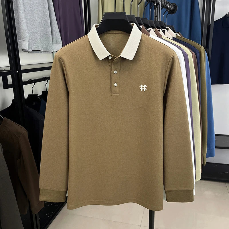 Design Brand Men's Polo Shirt Lapel Exquisite Embroid Long Sleeve Autumn New Breathable T-Shirt Business Leisure Trend Men'swear
