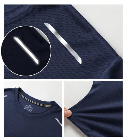 Reflective Sport Gym T Shirt Men Quick Dry Running Bodybuilding Shirts Men Long Sleeve Fitness Pullover Top Spring Autumn