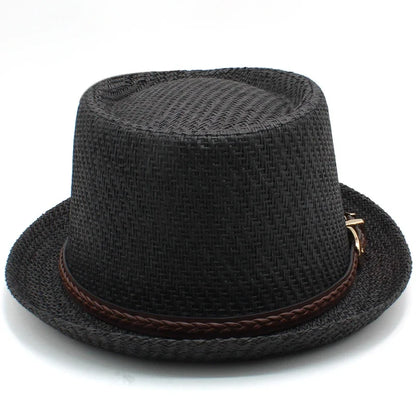 Men Women Straw Pork Pie Hats Summer Sunhat Boater Caps Sailor Sombrero Beach Fedora Trilby Outdoor Travel US Size 7 1/4 UK L