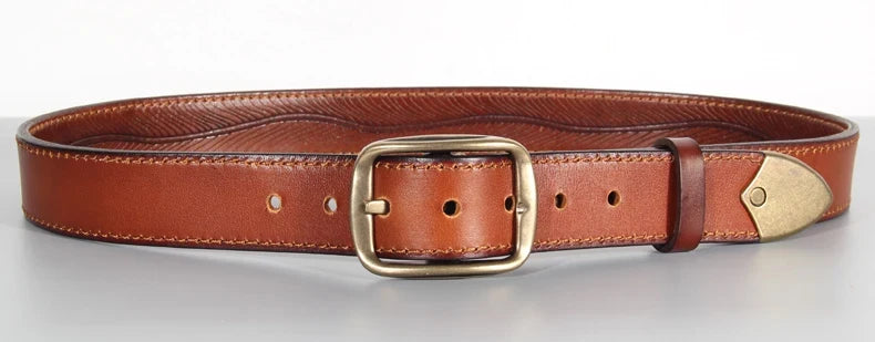 Extra Thick Double-sided Men's Belt Tactical Personalized Jeans Belt Genuine Leather Men's Pure Copper Pin Buckle Luxury Belt