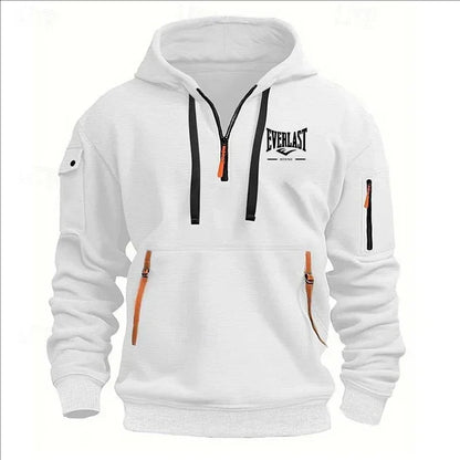 Modo herfst en inverno herenmerkkleding ontwerp met mealous ritsen bedrukte moletom com capuz casual losse trui met capuchon