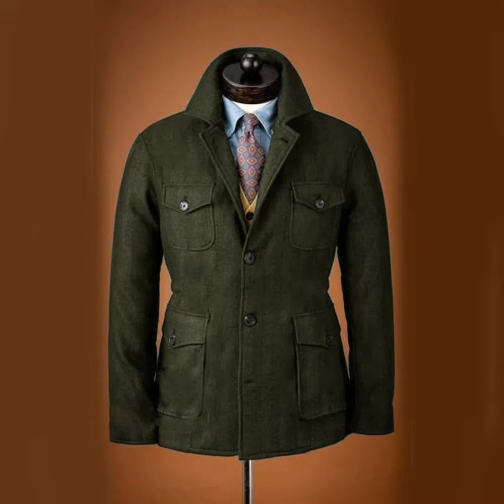 Men's Tweed Jacket Tuxedo Woolen Suit High Quality Costumes Wool Single Breasted Casual Slim Fit Male Blazers Autumn Winter