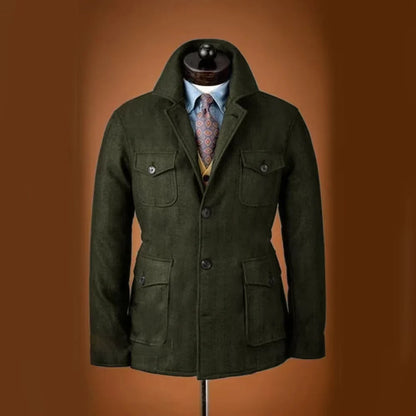 Men's Tweed Jacket Tuxedo Woolen Suit High Quality Costumes Wool Single Breasted Casual Slim Fit Male Blazers Autumn Winter