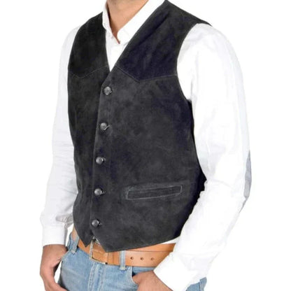 Men Vest Black Single Solid Button Frosted Velvet Waistcoat For Banquet Birthday Wedding Business Work Daily Set Men Suit Vest