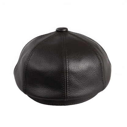 Men's Newsboy Flat Cap 100% Genuine Cowhide Leather Gatsby Ivy Golf Cabbie Driving Hat 8 Panels Classic Design
