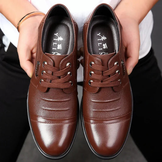 Men's Genuine Cow Leather Shoes Business Casual Shoes With Triple-Stitched Soles For Middle-Aged And Elderly Men 2025