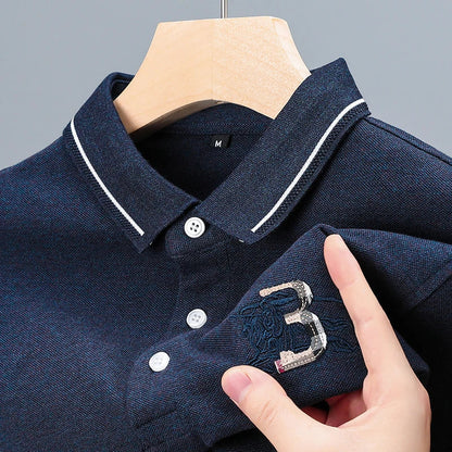 100Cotton High-End Quality Men's Polo Shirt Exquisite Horse Embroid Long Sleeve Fashion Lapel T-Shirt Business Trend Menswear