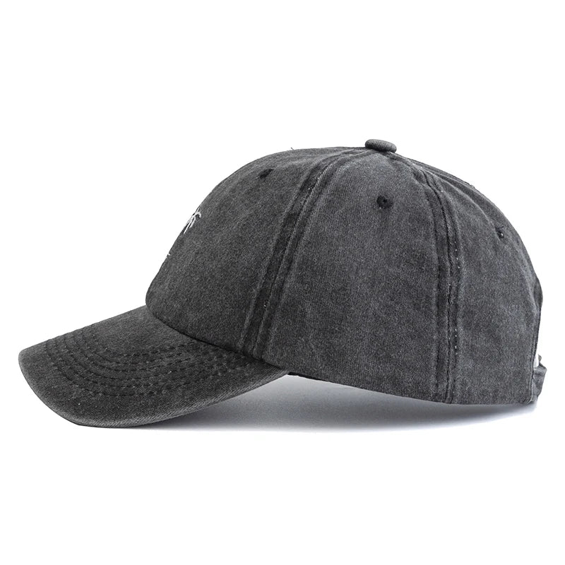 New Unisex Washed Cotton Cap Coconut Tree Embroidery Vintage Baseball Cap Men Women Casual Outdoor Dad Hats