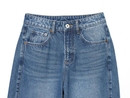 European and American style 2025 winter new women's clothing mid waist balloon version sickle bending knife jeans