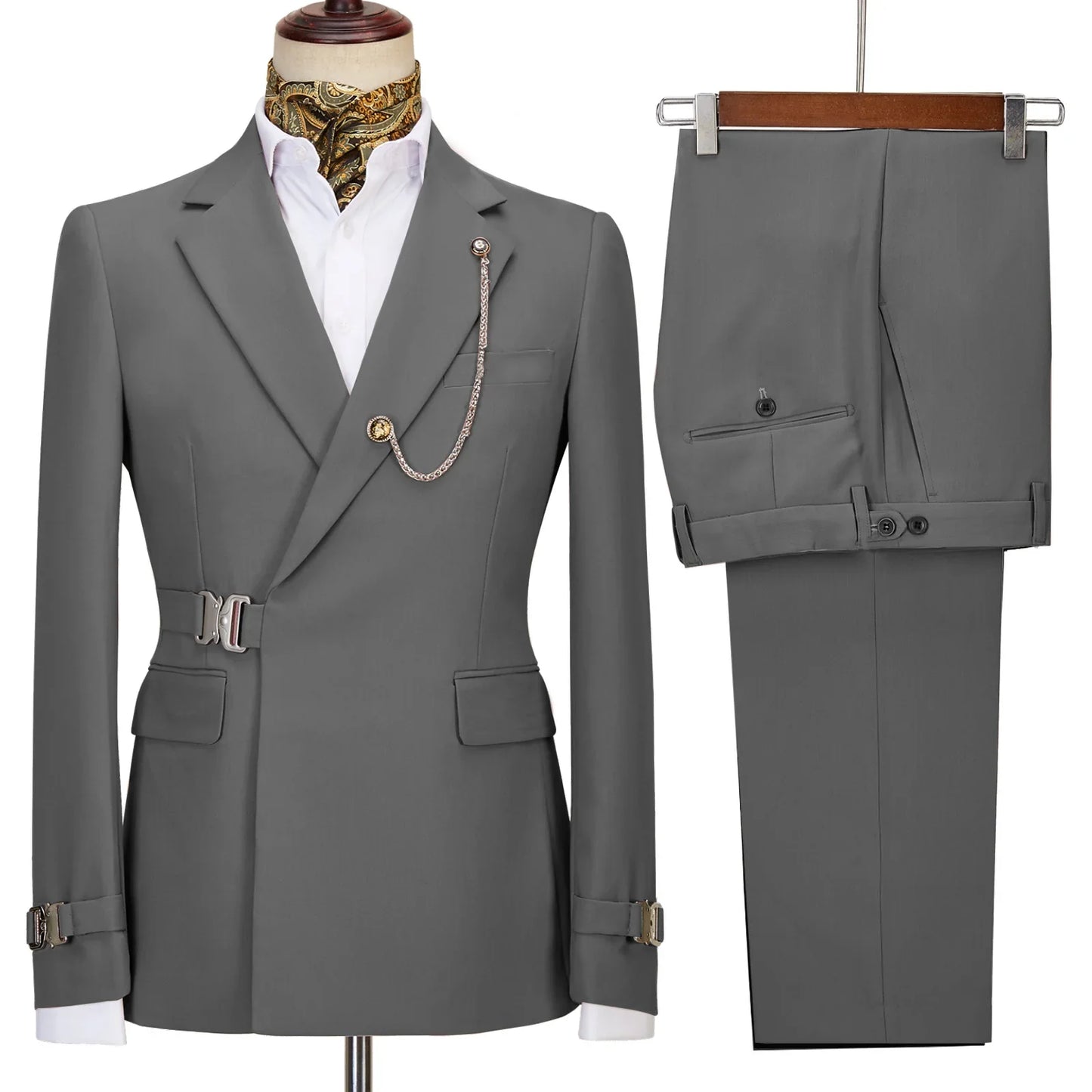 New casual Black men's suits slim two-piece business Korean version of the groom and best man wedding dress