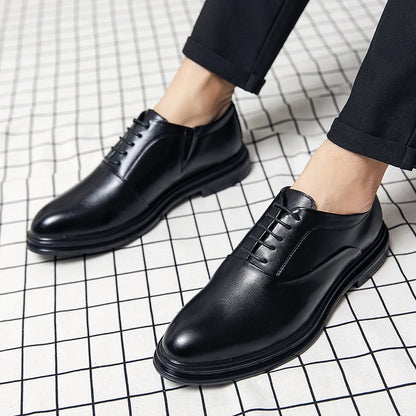 Brand Classic Derby Shoes Leather Man Business Dress Office Leather Shoes Flats Men Fashion Wedding Party Suit Club Shoe Vintage