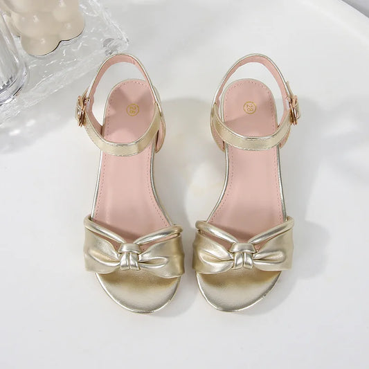 Girls' Sandals 2024 Summer New Student Performance Dance Shoes Fashion Children's High Heel Princess Sandals Size 28-35