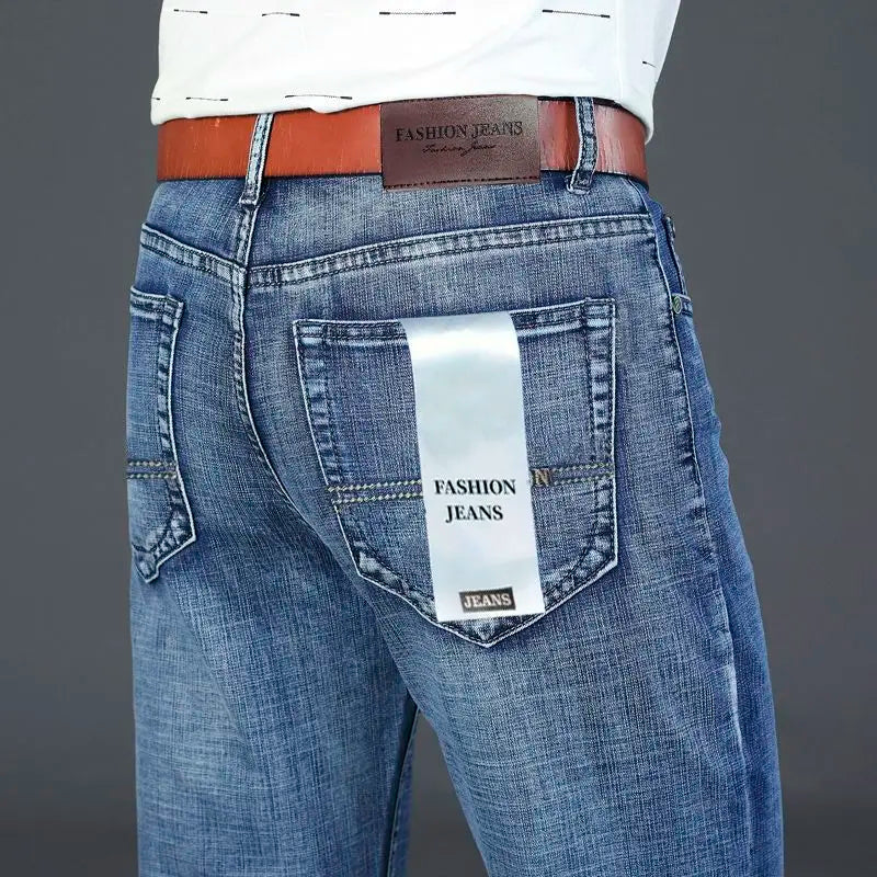 Models Spring Autumn Business Jeans Men Casual Straight Stretch Fashion Classic Work Denim Trousers Brand Clothing