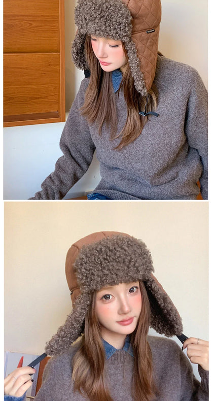 Russian Hat Thick Warm Lamb Fleece Winter Hat for Men Women Windproof Snow Ski Trapper Earflap Cap Male Female Bomber Hat