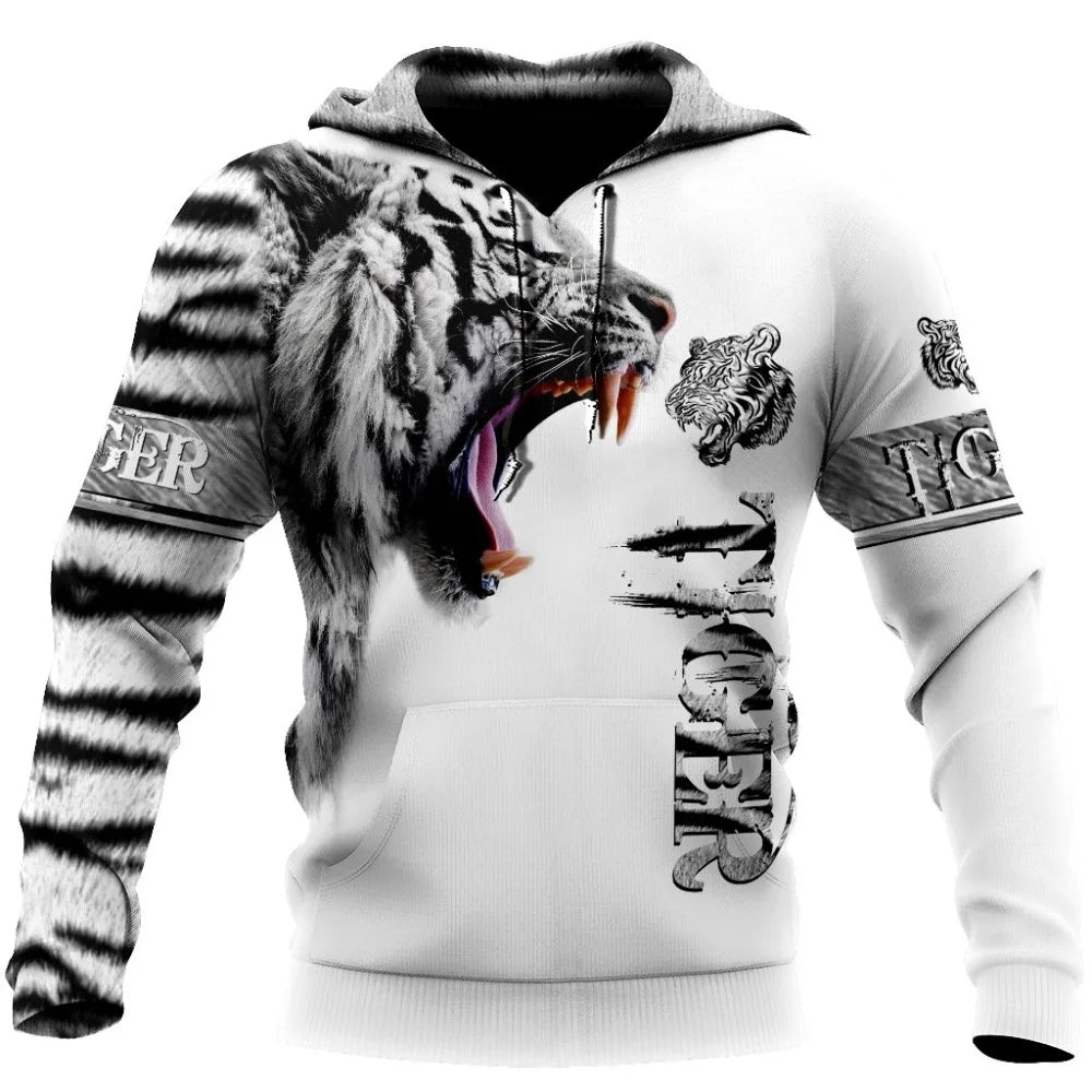 Spring and Autumn Tiger Lion Tattoo 3D Printed Men's Hoodie Unisex Harajuku Fun Hip Hop Sweatshirt Street Essential Oversized