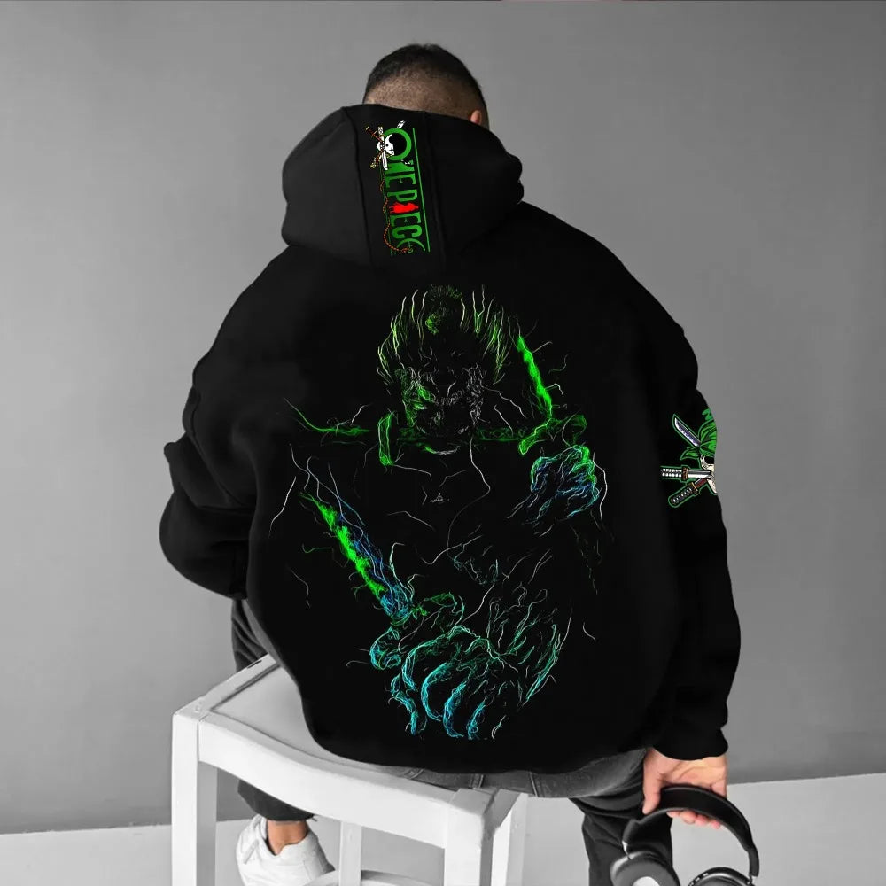 ONE PIECE Men's Hoodie Sweater Roronoa Zoro Japanese Anime Summer Autumn Boys Children's Long Sleeve Pullover Parent-Child Wear