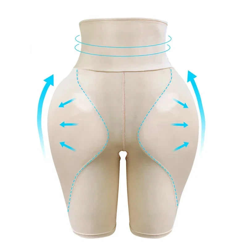 Women's Shapewear Padded Panties Hip Butt Thicker Enhancer Body Shaper Removable 4 Pads Butt Lifter Tummy Control Booty Shorts