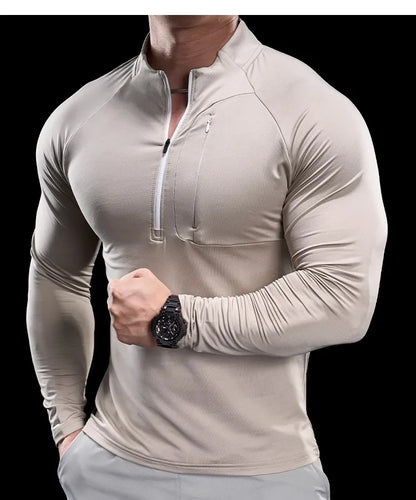 2024 New Men's Sports Gym Fitness Tops Running Training Clothes Round Neck Quick-drying Breathable Long-sleeved T-shirt Autumn