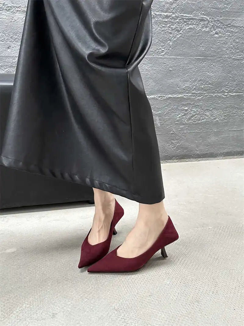 2024 Autumn Pointed Toe Women Sexy Shallow Slip On Pumps Shoes Fashion Thin High Heel Ladies Elegant Dress Shoes Mujer