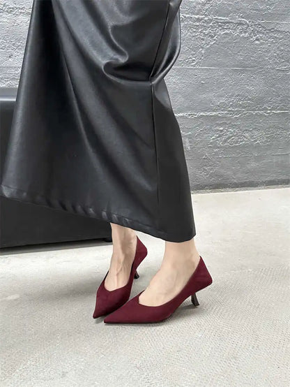 2024 Autumn Pointed Toe Women Sexy Shallow Slip On Pumps Shoes Fashion Thin High Heel Ladies Elegant Dress Shoes Mujer