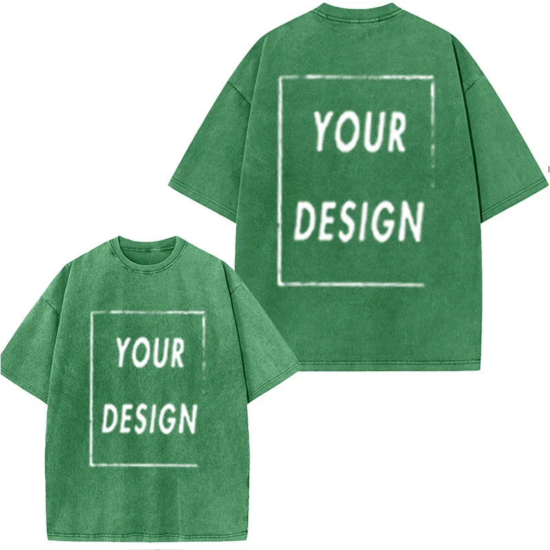 Men's and Women's Cotton Washed T-Shirt Custom Printed T-Shirt 230G Top DIY Your Favorite Pattern or Logo Fashionable Custom Top