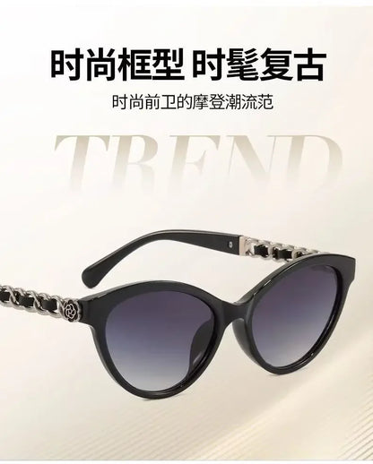 2025 New Fashion Cat Eye Sunglasses Women Hollow Chain Legs Sun Glasses Ladies Classic Goggle Oculos De Sol UV400 Sunshade