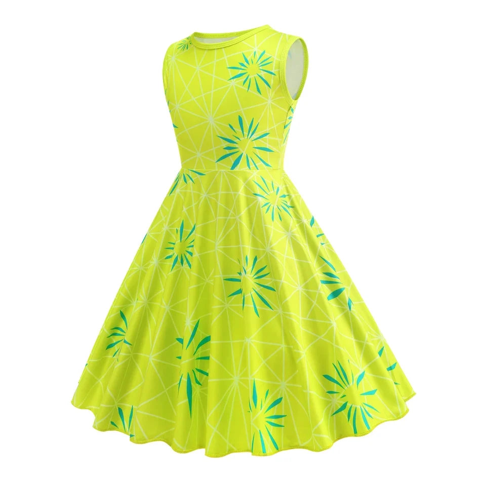 Cartoon Movie Cosplay Costumes Halloween Girls Joy Sadness Dress Kids Print Frocks Children Soft Sleepwear Carnival Sets