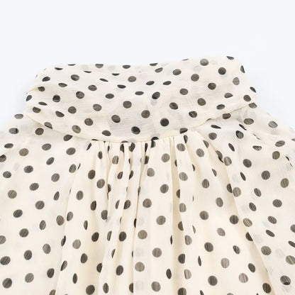 Women Polka Dot Print Blouse Casual High Collar Long Sleeve Lady Top Simple Women's Blouse Female Shirts & Blouses