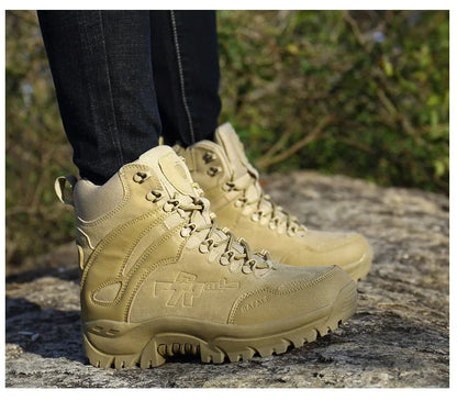 New Men Tactical Boots Army Breathable Desert High Quality Unisex Waterproof Male Hunting Boots Ankle Work Climbing Hiking Shoes
