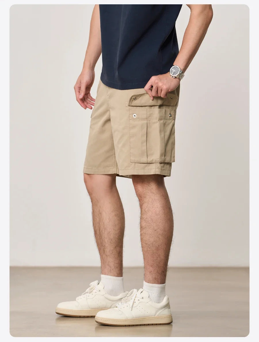 2026 Summer New Oversize 215gsm Tencel Lyocell Blend Fabric Cargo Shorts Men Fashion Outdoor Wear