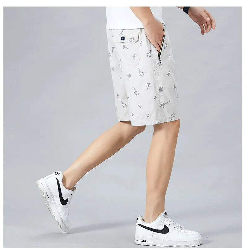 Mens Light Weight Print Shorts Casual Drawstring Elastic Waist Summer Beach Vacation Shorts