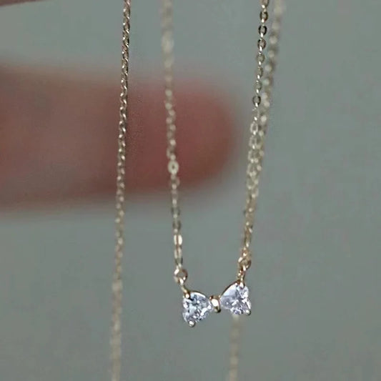 New style 925 Sterling Silver Geometric Simple Bow Necklace For Women Engagement Fine Jewelry Wedding Party Birthday Gift