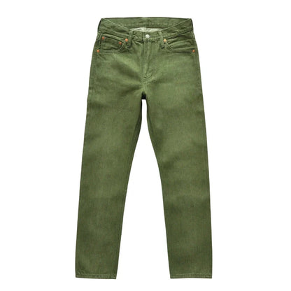 Men Jeans Vulcanization Olive Green 107 Selvedge Denim Jeans Men Washed Slim Fit 14 Oz Zipper Fly