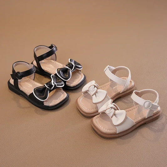 New Children's Sandals Summer Bowknot Girls Princess Causal Shoes Fashion Kids Soft Bottom Beach Flat Sandals Open-toe Versatile