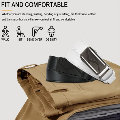 Brand Leather Belts for Men 105cm-135cm Automatic Belt with Ratchet Strap Top Quality Belts Luxury Belts for Men