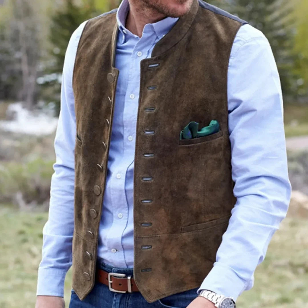 Men Vest Brown Frosted Velvet Single Button Casual Steampunk Style Waistcoat For Business Work Office Daily Sleeveless