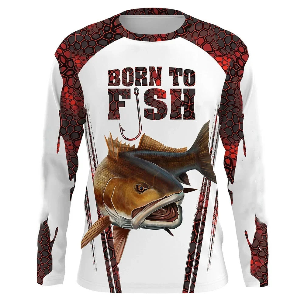 Fishing Shirts Men's T-Shirts Long Sleeve Mens Clothes Autumn Streetwear Crew Neck Pullovers Mens T Shirt Casual Men Clothing