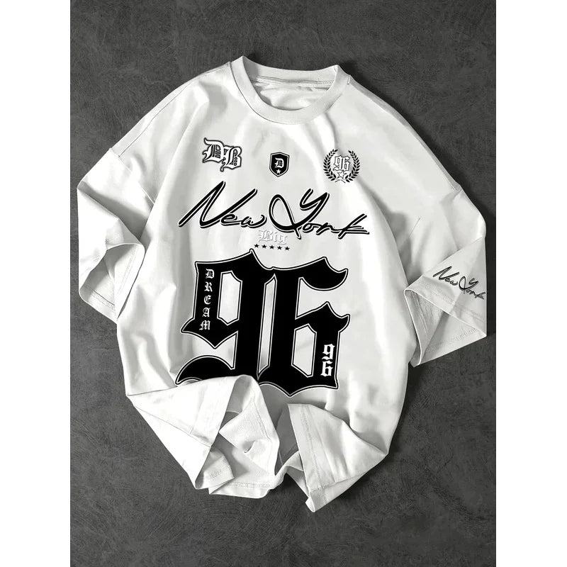Summer 2025 New Men's New York 96 3d printed digital printed baseball T-shirt, short-sleeved O-neck casual T-shirt, oversized sp