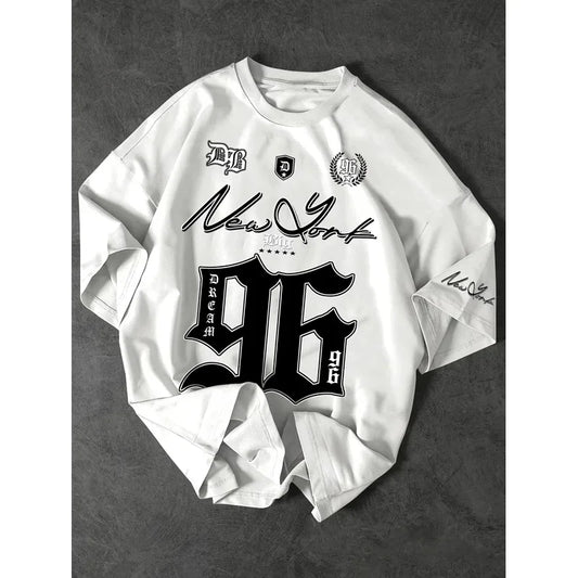 Summer 2025 New Men's New York 96 3d printed digital printed baseball T-shirt, short-sleeved O-neck casual T-shirt, oversized sp