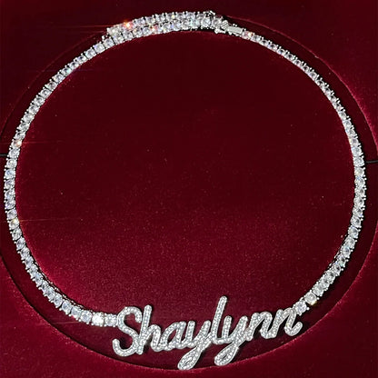 Custom Cursive Letter Pendant Customized Name Necklace for Women Iced Out CZ Zircon Rock Street Hip Hop Jewelry