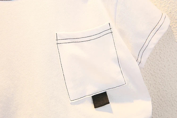 Fashion Baby Boys T-Shirt + Denim Shorts Sets 0-6 Years Old Summer Little Children's Girls Clothing Suits