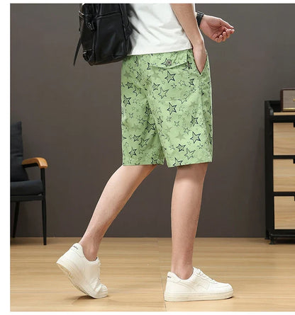 Streetwear Star Print Shorts Men Hawaii Beach Casual Shorts Outdoor Cotton Sports Elastic Waist 6XL Oversized Baggy Half Pants