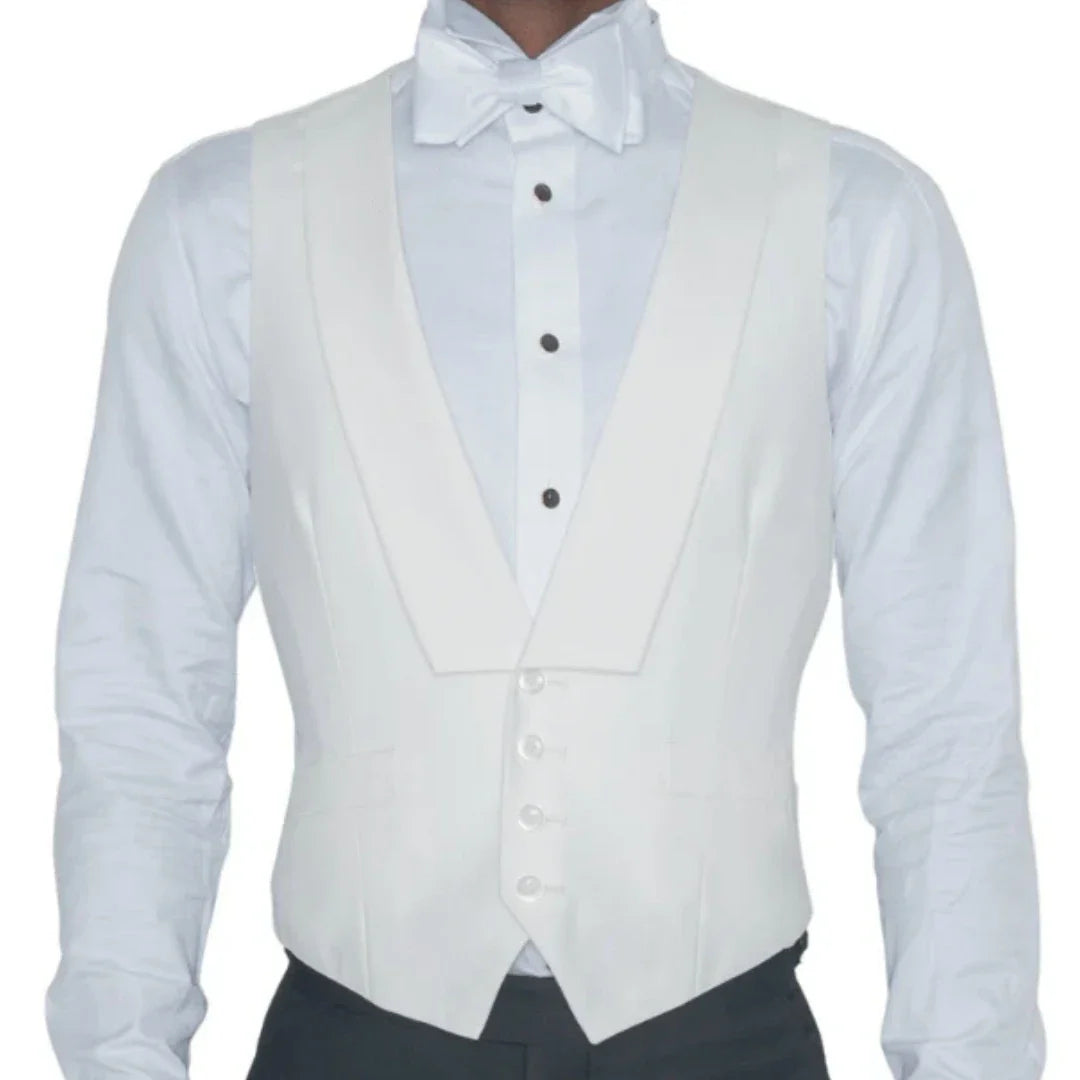 Men Vest White Single Button Solid With Lapel Waistcoat For Wedding Party Banquet Prom Business Work Daily Casual Men Suit Vest