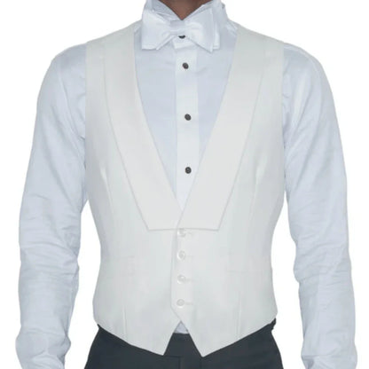 Men Vest White Single Button Solid With Lapel Waistcoat For Wedding Party Banquet Prom Business Work Daily Casual Men Suit Vest