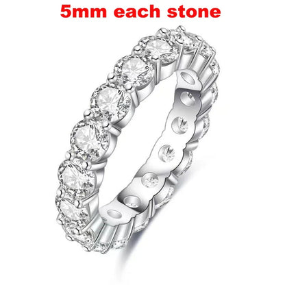 2-5mm Full Moissanite Ring for Women Sparkling Wedding Eternity Bands 100% S925 Sterling Silver Jewelry Classic Ring