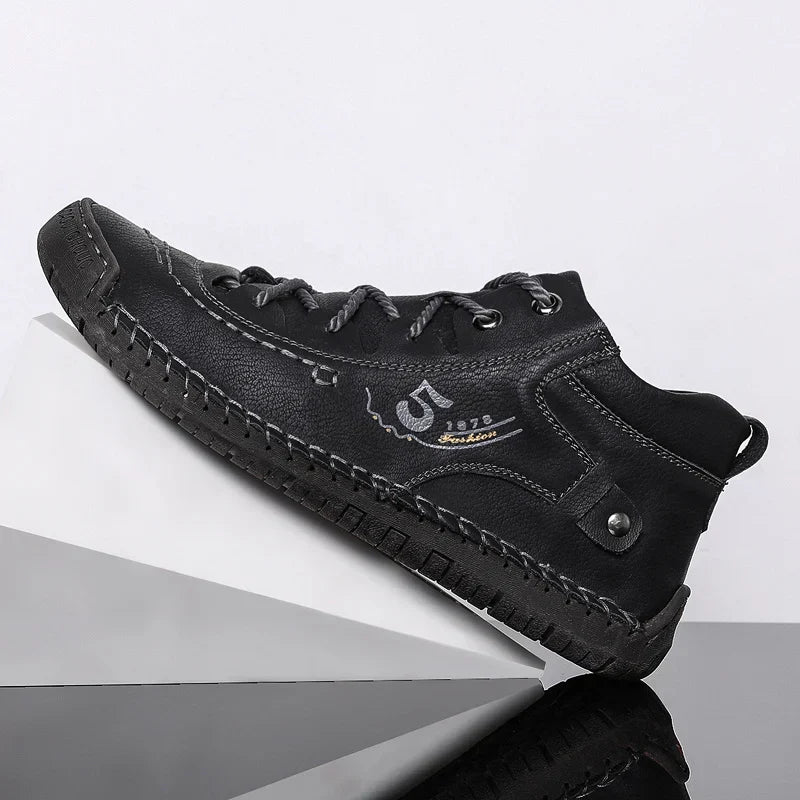 Handmade Leather Casual Men Shoes Winter With Fur Shoes Men Loafers Comfort Walking Shoes Men Flats Hot Sale Moccasins Shoes