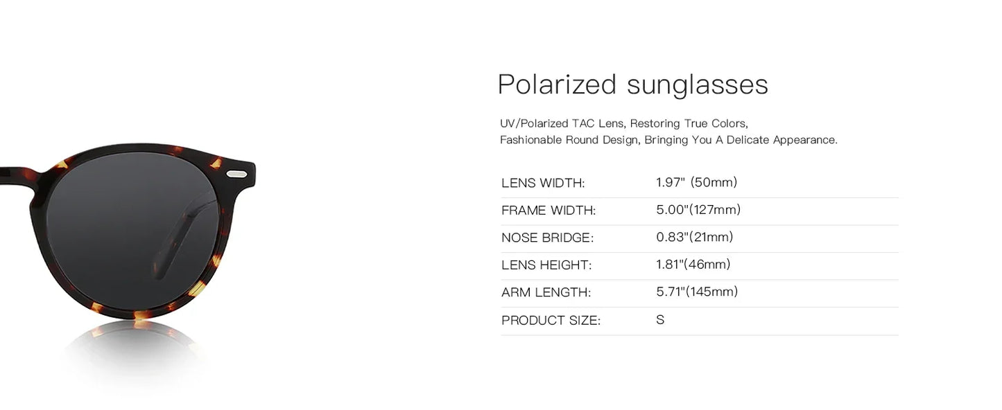 2026 Fashion Round Polarized Sunglasses Women Uv400 Protection Shade High-quality Acetate Retro Sun Glasses ZS6215