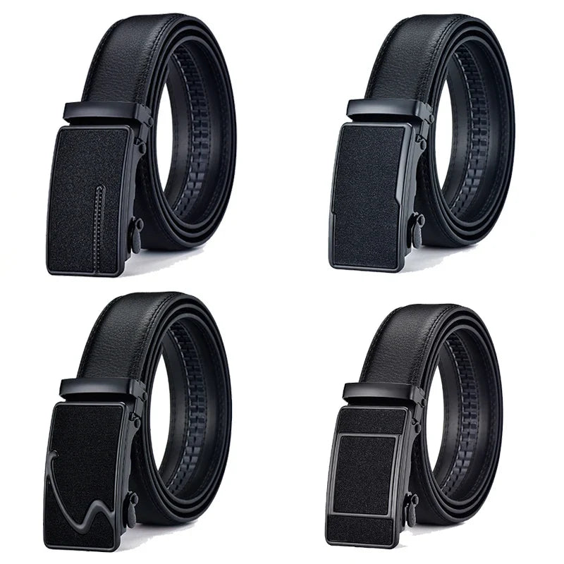 2026 New Cow Genuine Leather Men's Belt Cowhide Strap for Male Automatic Buckle Belts for Men Black Buckle Belts
